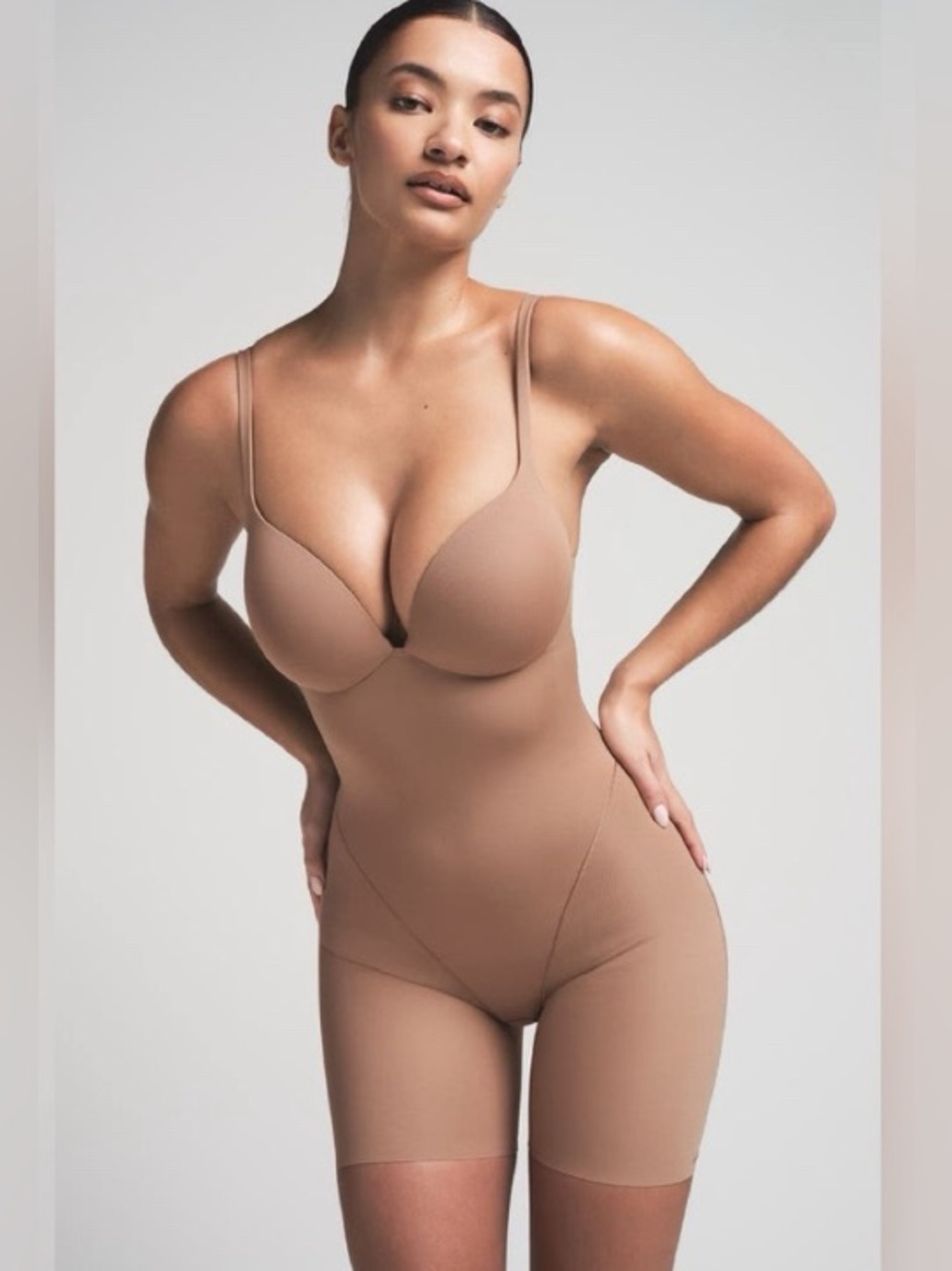 Skims Ultimate Body Push-Up Enhancing Padded Midthigh Bodysuit Medium Clay BNWT - Picture 2 of 13